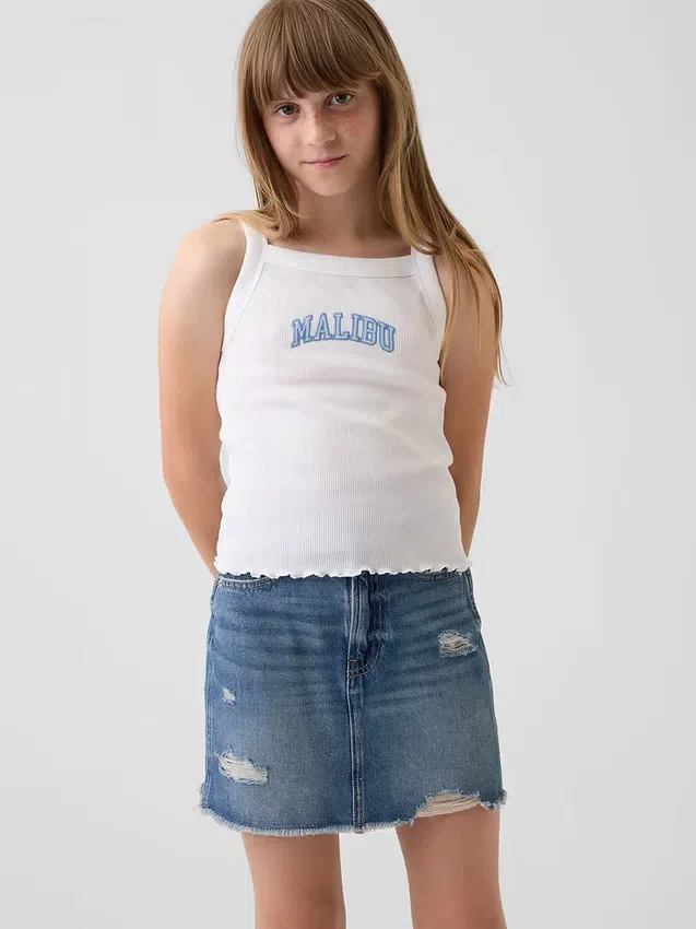Kinder-tanktop met geribde stof en vierkante hals