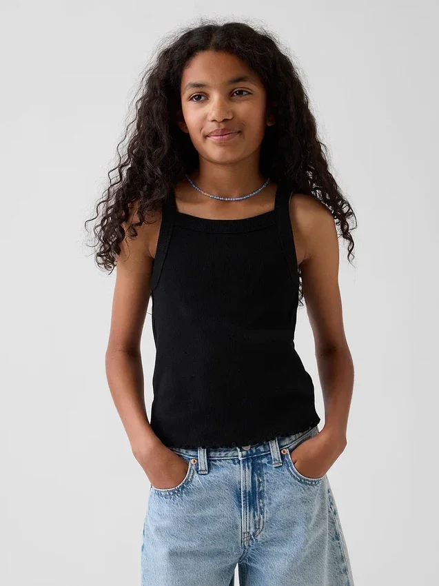 Kinder-tanktop met geribde stof en vierkante hals