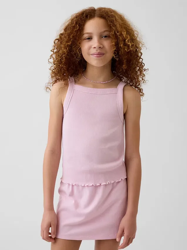 Kinder-tanktop met geribde stof en vierkante hals