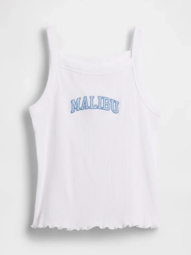 Kinder-tanktop met geribde stof en vierkante hals