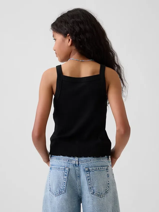 Kinder-tanktop met geribde stof en vierkante hals