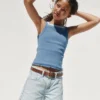 Kinder-tanktop met geribde stof en vierkante hals