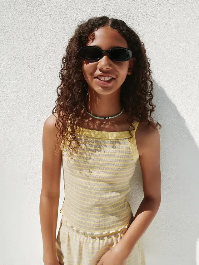 Kinder-tanktop met geribde stof en vierkante hals