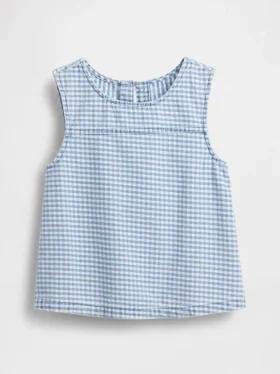 Kinder-tanktop van denim met gingham-print