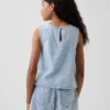 Kinder-tanktop van denim met gingham-print
