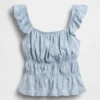 Kinder-top met fladdermouwen, smockwerk en peplum