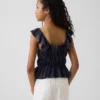 Kinder-top met fladdermouwen, smockwerk en peplum