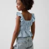 Kinder-top met fladdermouwen, smockwerk en peplum