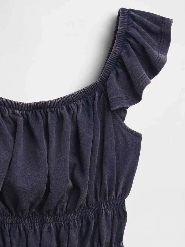 Kinder-top met fladdermouwen, smockwerk en peplum