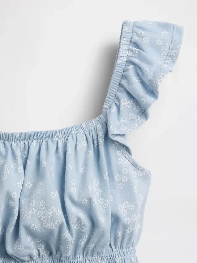 Kinder-top met fladdermouwen, smockwerk en peplum