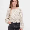 Kinder-top met peplum en gekreukeld effect