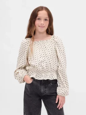 Kinder-top met peplum en gekreukeld effect