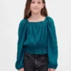 Kinder-top met peplum en gekreukeld effect