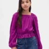 Kinder-top met peplum en gekreukeld effect