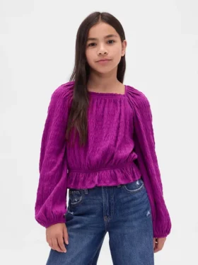 Kinder-top met peplum en gekreukeld effect