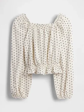 Kinder-top met peplum en gekreukeld effect