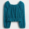 Kinder-top met peplum en gekreukeld effect