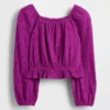 Kinder-top met peplum en gekreukeld effect