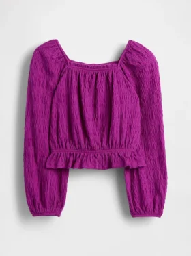 Kinder-top met peplum en gekreukeld effect