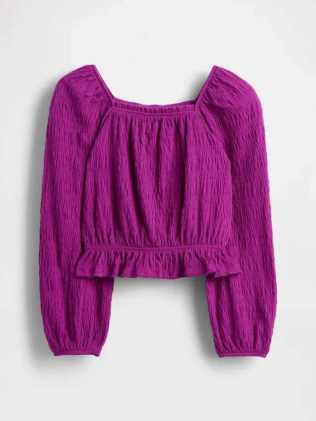 Kinder-top met peplum en gekreukeld effect