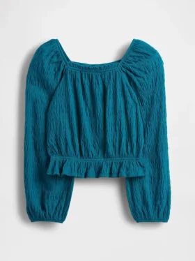 Kinder-top met peplum en gekreukeld effect