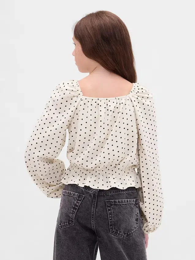 Kinder-top met peplum en gekreukeld effect