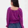 Kinder-top met peplum en gekreukeld effect