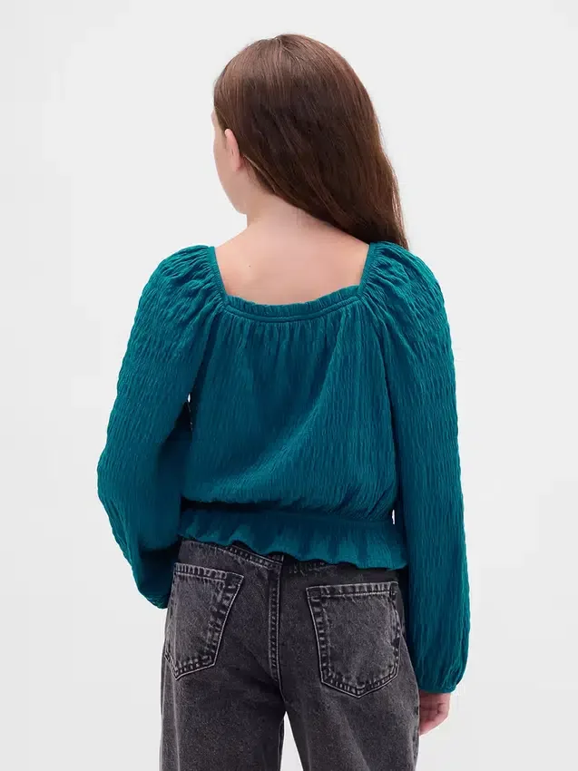 Kinder-top met peplum en gekreukeld effect
