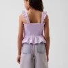 Kinder-top van katoenen gaas met smockwerk en peplum