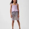Kinder-top van katoenen gaas met smockwerk en peplum