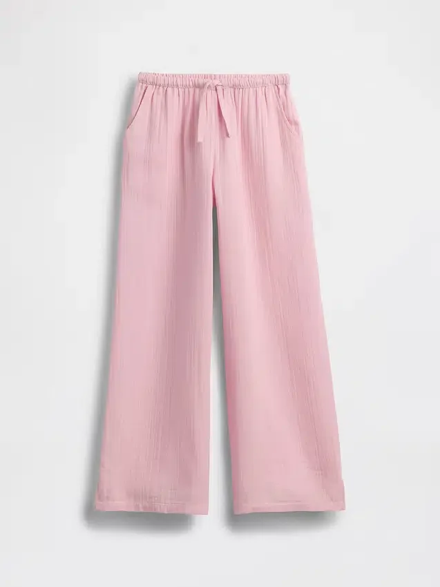 Kinderbroek van katoenen gaas met wijde pijpen