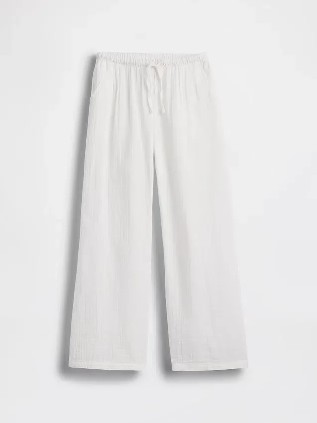 Kinderbroek van katoenen gaas met wijde pijpen