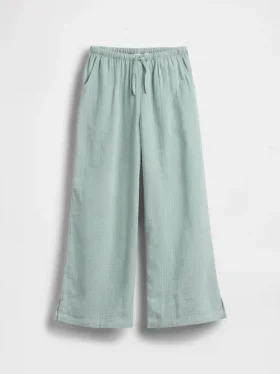 Kinderbroek van katoenen gaas met wijde pijpen