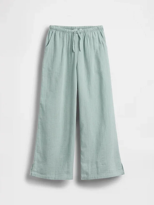 Kinderbroek van katoenen gaas met wijde pijpen