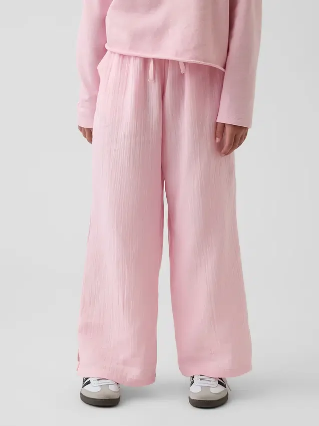 Kinderbroek van katoenen gaas met wijde pijpen
