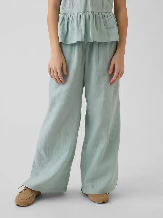 Kinderbroek van katoenen gaas met wijde pijpen
