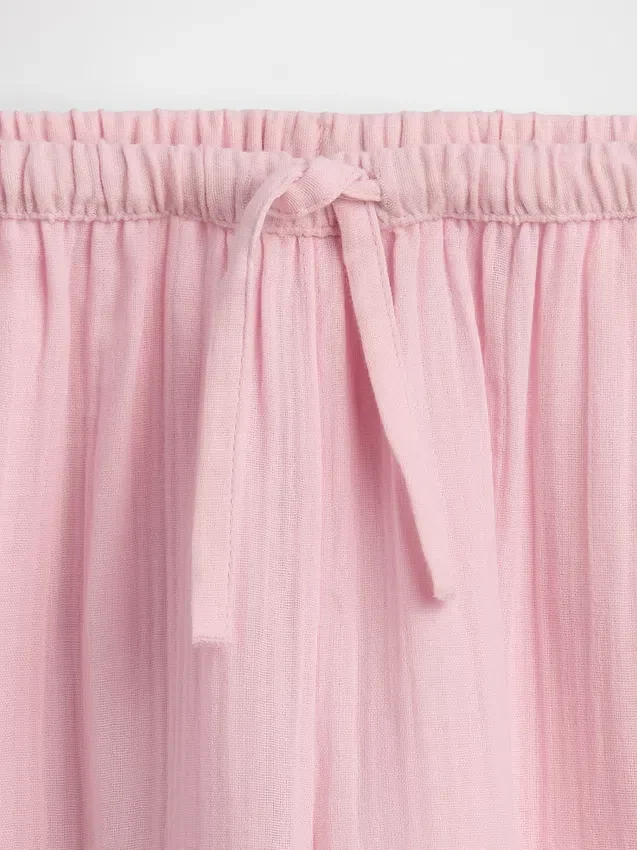 Kinderbroek van katoenen gaas met wijde pijpen