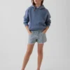 Kinderdenimkorte broek met lage taille en strepen