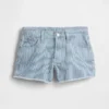 Kinderdenimkorte broek met lage taille en strepen
