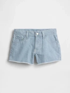 Kinderdenimkorte broek met lage taille en strepen