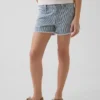 Kinderdenimkorte broek met lage taille en strepen