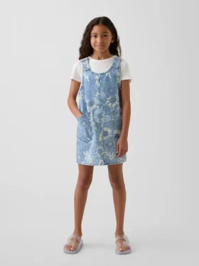 Kinderdenimrok met bloemenprint