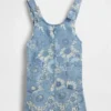 Kinderdenimrok met bloemenprint