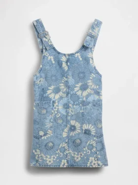Kinderdenimrok met bloemenprint