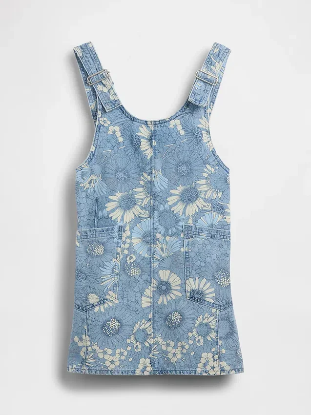 Kinderdenimrok met bloemenprint