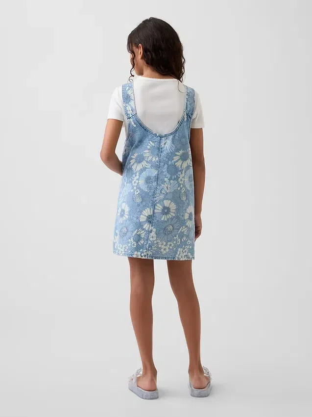 Kinderdenimrok met bloemenprint