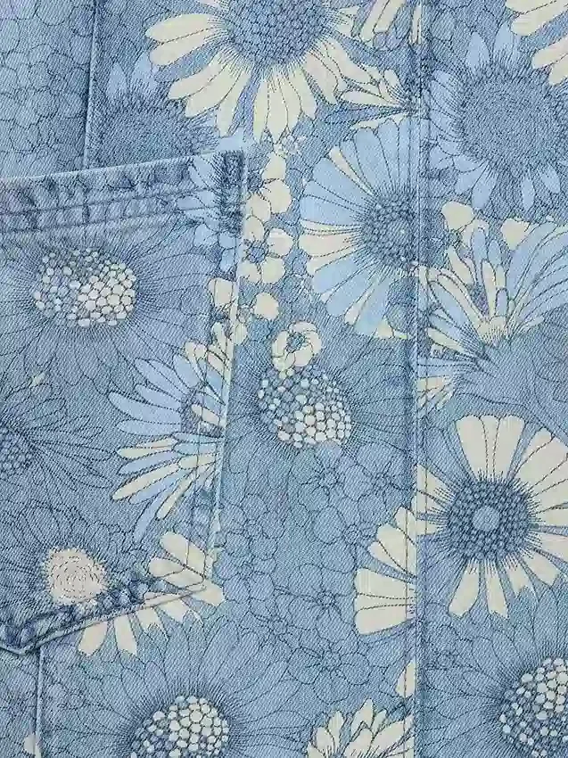 Kinderdenimrok met bloemenprint
