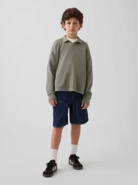 Kinderen '90s loszittende, comfortabele denim korte broeken voor carpenters