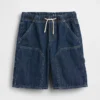 Kinderen '90s loszittende, comfortabele denim korte broeken voor carpenters