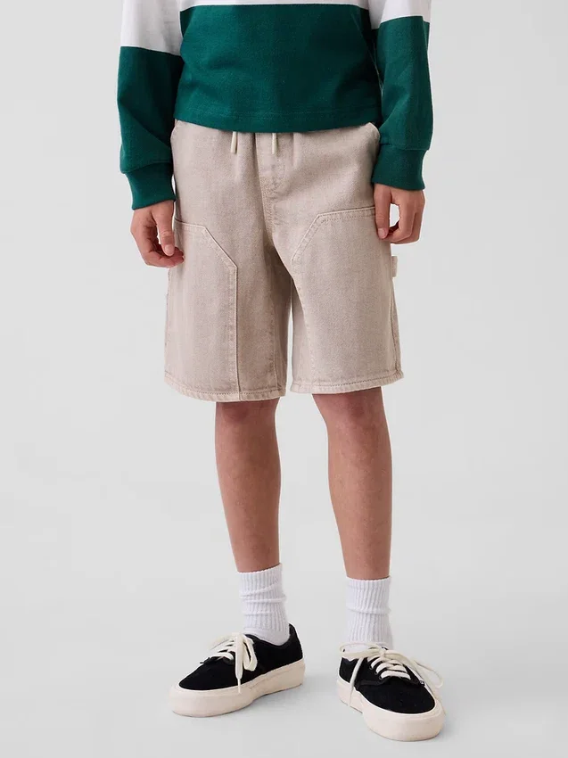 Kinderen '90s loszittende, comfortabele denim korte broeken voor carpenters